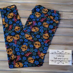 Vintage Style LuLaRoe Sugar Skulls TC Leggings Tall and Curvy Unicorn Print